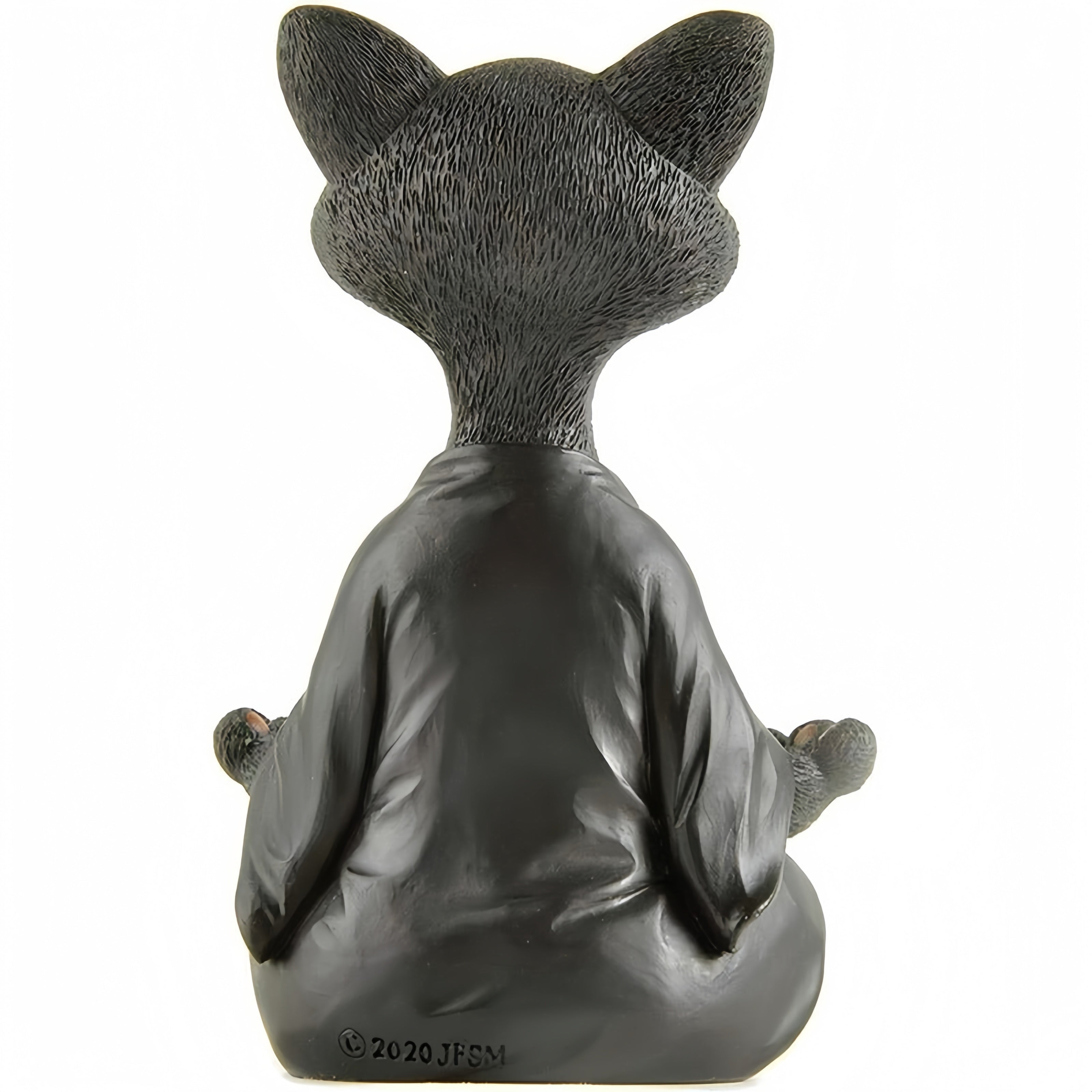 Back view of meditation cat statue