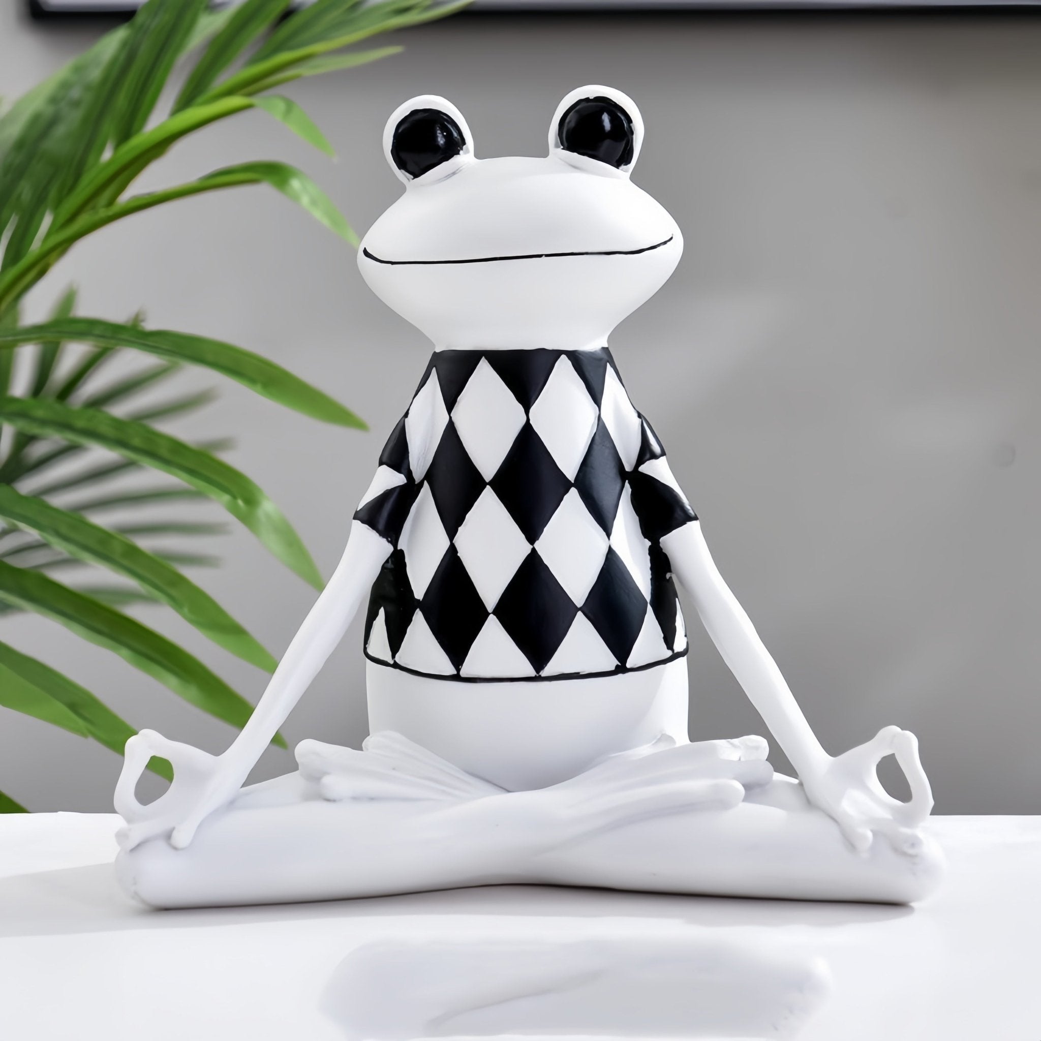 Harmony Zen Frog Statue in a legs-crossed sitting pose against a simple white background.