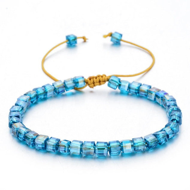 Blue rainbow square crystal bracelet.