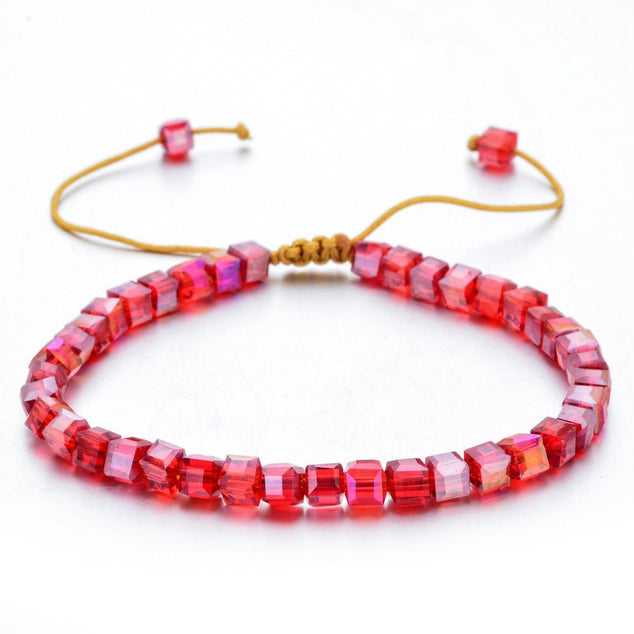 Red rainbow square crystal bracelet.