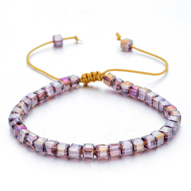 Purple rainbow square crystal bracelet.
