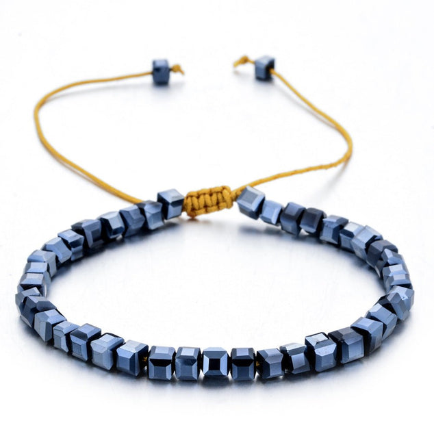 Navy blue rainbow square crystal bracelet.