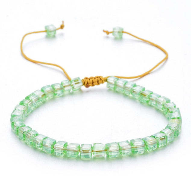 Green rainbow square crystal bracelet.